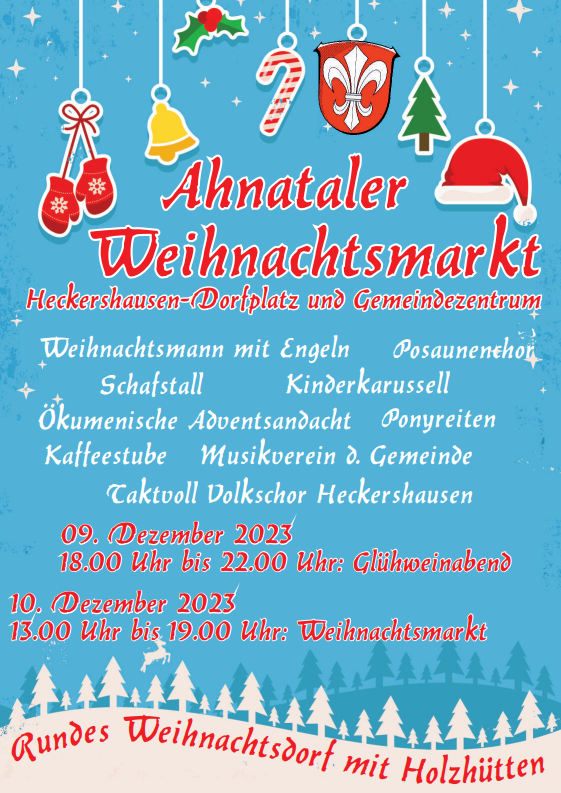 Weihnachtsmarkt am 09./10.Dezember 2023 in Ahnatal-Heckershausen