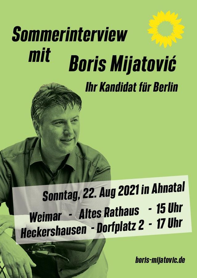 B´90/Die Grünen in Ahnatal laden ein zum Sommerinterview mit Boris Mijatovic